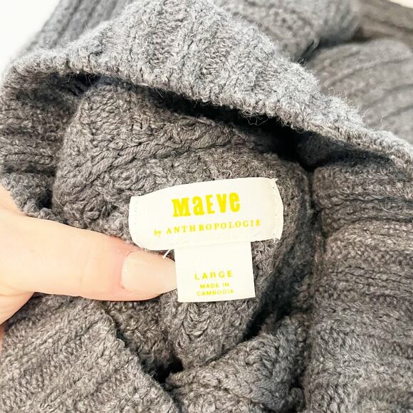 Maeve Anthropologie Dakotah Mock Neck Ribbed Long Sleeve Sweater Gray Large - Picture 3 of 7